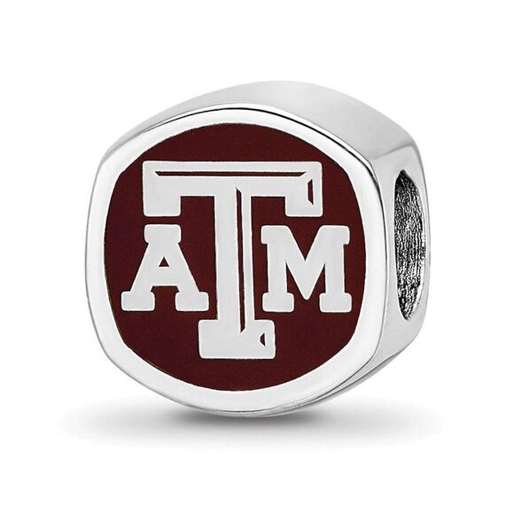 Sterling Silver Texas A&M University Cushion Shaped Bead Charm - Picture 1 of 6